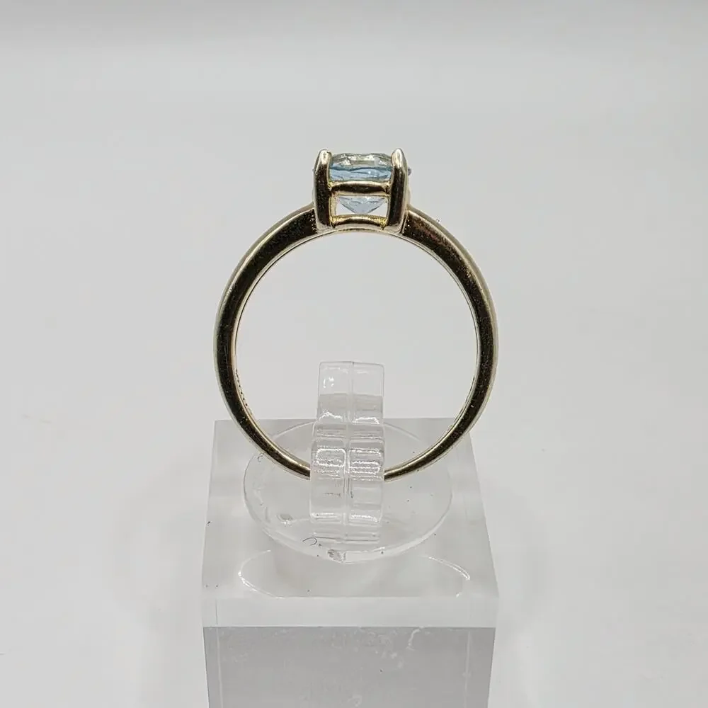 Vermeil 925 Sterling Silver Round-Cut Blue Topaz Ring Size 7
